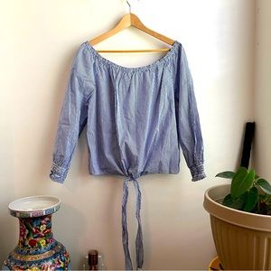 NWT Sanctuary Stitch Fix Liezel Tie Waist Blue & White Striped Cotton Top Sz XL